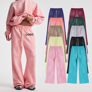 Pantalones de chándal de lona personalizados para hombre, de corte recto oversize, estilo vintage, con efecto desgastado por el sol y lavado ácido, acampanados, con cintura elástica - Product Image 5