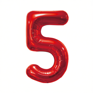 Globo de Fiesta con Número Rojo N5 de 100cm, Paquete de 12 Unidades - Product Image 2