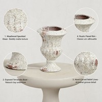 Ensemble de 3 vases en céramique faits à la main, style Wabi-Sabi, glaçure mouchetée vieillie, décoration de table et de maison