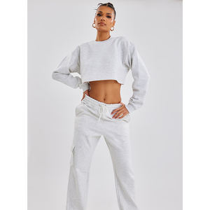 Blancs de haute qualité femme n femmes crop top à capuche décontracté sweat à capuche ample pour la gym - Product Image 2