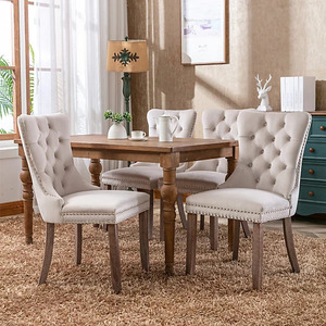 Foredo Lot de 4 chaises de salle à manger de luxe en tissu rhomtree avec dossiers tuftés et dossier à anneaux, parfaites pour la cuisine et la salle à manger. - Product Image 3