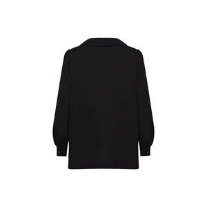 Blusa de Seda Bordada con Cuello Peter Pan Negro Vintage para Mujer - Product Image 3