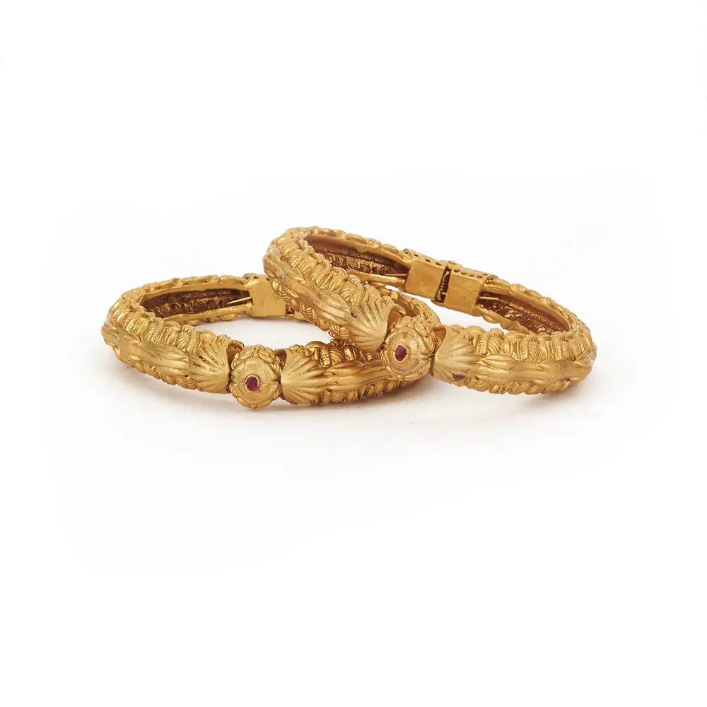 Gold plated Handmade Design Bangles 18152 Gold