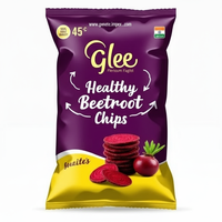 Glee Impex Chips de remolacha horneados, salados y bajos en grasas, 50g |   Snack Vegetal Natural Semiblando |   Empacado con Nitrógeno para Mayor Frescura