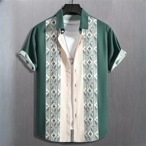 Camisa Casual Transpirable de Manga Corta Holgada de Talla Grande, de Punto, 100% Algodón, con Estampado 3D Personalizado, Estilo Vintage, para Hombre, Verano 2023 - Product Image 3