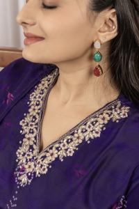 ชุด Kurta ผ้าไหมมัสลินดีไซน์เนอร์ใหม่และชุด Dupatta พร้อมงานฝีมือหนักสำหรับงานปาร์ตี้คอลเลกชันพิเศษ - Product Image 3