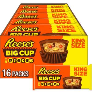 REESE'S Big Cup con Trozos de Chocolate con Leche, Tazas de Mantequilla de Maní Tamaño King, Paquetes de Dulces, 2.8 oz (16 Unidades) - Product Image 1
