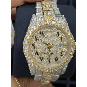 Montre automatique mécanique de luxe pour homme SHREYA DIAM en acier inoxydable avec diamants Moissanite, affichage analogique de la date, montre entièrement sertie de diamants - Product Image 1