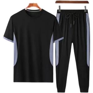 T-shirt et pantalon à manches courtes pour hommes, vêtements de sport décontractés, soie glacée, jogging, ensembles de sport de fitness, survêtement ample pour hommes - Product Image 6
