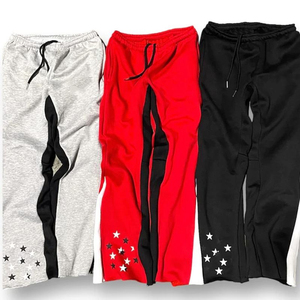 Hot Selling Custom Men's Flared <b>Jogger</b> Track Pants Casual Baggy Sweat Trouser Elastic Waistband <b>Stacked</b> Sweatpants for Men's - Product Image 5