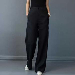 Pantalon décontracté d'hiver pour femme, coupe droite ample, en tissu polaire respirant avec taille élastique (Spandex/Polyester) – Vente en gros - Product Image 4