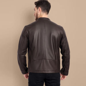 เสื้อแจ็กเก็ตหนังแท้สำหรับผู้ชายแบบคลาสสิกออกแบบได้ตามต้องการเสื้อแจ็กเก็ตมอเตอร์ไซค์ทรงสลิมฟิตมีสไตล์ - Product Image 3