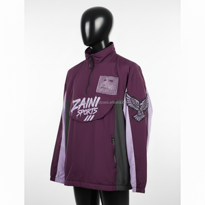 เสื้อแจ็คเก็ตกันลมน้ำหนักเบาสำหรับผู้ชาย ผ้าริปสต็อปทนทาน สีม่วง ดีไซน์สองสี พร้อมป้ายแบบกำหนดเอง - Product Image 3