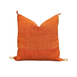 Housse de coussin carrée géométrique orange brodée, style bohème, en coton fait main, écologique, personnalisable, avec fermeture enveloppe, pour la décoration intérieure - Product Image 2