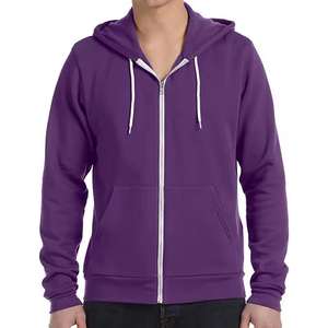 Sweat à capuche zippé hiver 100 % coton de haute qualité, coupe ample, poids lourd, ajustement régulier, double fermeture éclair, personnalisé pour homme, coupe-vent et respirant - Product Image 4