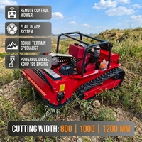 Robot tondeuse à gazon sur chenilles hybride diesel 15 CV pour la tonte de grande envergure sur pentes de fermes solaires
