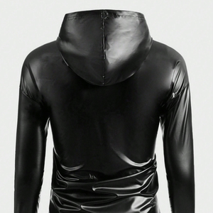 Sudadera con Capucha de Cuero Genuino para Hombre de Alta Calidad para Invierno y Otoño, Diseño Sólido, Cuello con Capucha, Transpirable, Resistente al Viento, Personalizable - Product Image 2