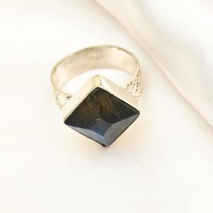 Anillo clásico de plata maciza 925, joyería para mujer, Plata de Ley 925, labradorita, piedras preciosas, estilo bohemio, anillo hecho a mano, regalo para mamá - Product Image 3