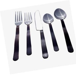 Ensemble de couverts en métal artisanal pour mariage, cuillère, fourchette, couteau, couverts polis et brillants, poignée en bambou pour ustensiles de cuisine - Product Image 4