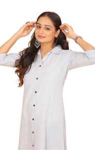 ชุดกาวน์สีขาวทรงเอไลน์สำหรับผู้หญิงคุณภาพระดับพรีเมียมพร้อมกระเป๋าข้างสำหรับงานเลี้ยงและงานแต่งงานในฤดูใบไม้ผลิ - Product Image 3