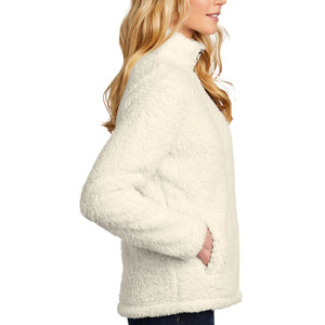 Chaqueta con cremallera completa de forro polar Sherpa personalizada para mujer al por mayor - Product Image 3