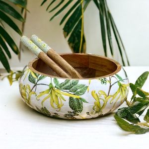 Ensaladera de Madera de Mango de Diseño Clásico, Pulida y de Lujo, Reutilizable, Ecológica, Tallada, Decorativa, con Esmalte Impreso para Comedor - Product Image 2