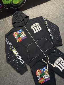 Conjuntos Deportivos de Invierno para Hombre, Corte Cuadrado, Alta Calidad, Totalmente Bordados, Transpirables, Estilo Urbano, Felpa, Pedrería, OEM - Product Image 3