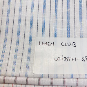 Tela de rayas teñidas en hilo para camisas Mezcla de algodón polivinílico con aspecto de lino | 58 de ancho - Product Image 1