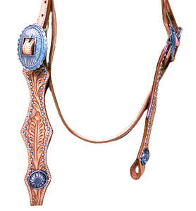 Vente la plus chaude de qualité supérieure en cuir occidental Headstall Horse Tack Set Hand Tooled And Carving With Studs Headcollar Equestrian - Product Image 3