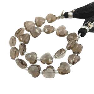 Proveedores indios de cuentas en forma de corazón de piedras preciosas de cuarzo ahumado - Product Image 3