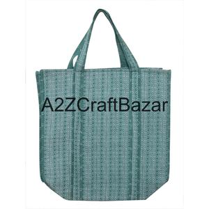 Bolsa de Mano de Algodón Indio Hecha a Mano, Bolsa de Compras Ecológica para Mujer, Bolsa de Viaje con Estampado de Bloques Acolchados, Mayorista - Product Image 1