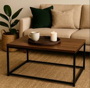 โต๊ะกาแฟทำจากไม้และโลหะพร้อมที่เก็บของทำมือเฟอร์นิเจอร์ทันสมัยสำหรับห้องนั่งเล่นบ้านและเฟอร์นิเจอร์ตกแต่งสำนักงาน - Product Image 5