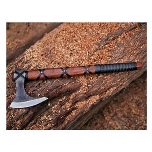 Hache viking artisanale de qualité industrielle en acier à haute teneur en carbone avec manche enveloppé de cuir pour le camping - Product Image 6