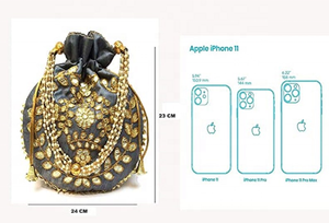 กระเป๋าพอตลีย์แบบดั้งเดิมสีเทาเข้มกระเป๋าถือผู้หญิงมีลาย Gota patti สำหรับเป็นของขวัญในงานเทศกาลกระเป๋าคลัทช์สำหรับงานแต่งงานขายส่ง - Product Image 5