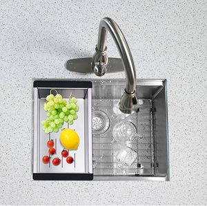 อ่างล้างจานสแตนเลสขนาดเล็กพร้อมกระชอนอ่างล้างจานอ่างล้างจาน - Product Image 3