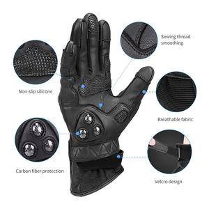 Gants de course avec logo personnalisé pour moto en cuir véritable léger respirant et extensible pour le voyage - Product Image 2