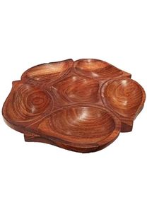 Plato de servicio de madera redonda sólida de la mejor calidad para aperitivos de frutas secas para fiesta, hogar, restaurante, plato de madera de alta calidad - Product Image 1