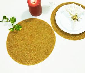Luxury Round Shaped Embroidery Sparkle Brown Bead Eco-Friendly <b>Placemat</b> for Wedding Indoor <b>Dining</b> <b>Table</b> Home Hotel - Product Image 5