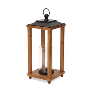 Juego de 2 Faroles Decorativos de Madera con Asa de Metal para Decoración de Iluminación del Hogar y Jardín, Faroles Colgantes - Product Image 6