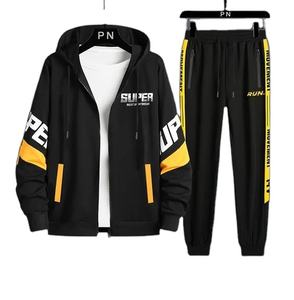 ชุดกางเกงวอร์มและฮู้ดสำหรับผู้ชายทรงโอเวอร์ไซส์และเป็นมิตรกับสิ่งแวดล้อมพร้อมคุณสมบัติแห้งเร็วและกันลมเพื่อความสบายที่ผ่อนคลาย - Product Image 1