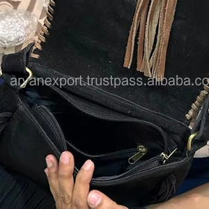 New Western Style Hair on Cowhide <b>Suede</b> Genuine Leather Fringe <b>Bag</b> High Quality Boho Women's Shoulder <b>Bags</b> With Turquoise Stone - Product Image 6