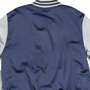 Chaqueta Bomber de Béisbol Clásica Unisex Azul Marino y Gris, Lisa, de Satén, con Cuello en V y Puños, Reversible, Impermeable, para Primavera - Product Image 6