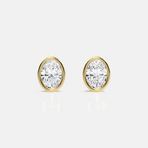 Lab Grown Diamond <b>Stud</b> <b>Earrings</b> Bezel <b>Set</b> Cut 18K Gold for Engagement & Wedding-CVD/HPHT Diamond CVD/HPHT Diamond - Product Image 1