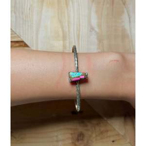 Navajo Handmade Cotton Candy Turquoise & Sterling <b>Silver</b> Fashion <b>Cuff</b> <b>Bracelet</b> - Product Image 5
