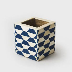 Merveilleux design maison table porte-stylo grande qualité bois et os incrustation porte-stylo forme carrée porte-stylo - Product Image 1