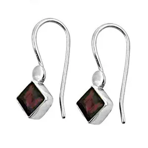 Boucles d'oreilles pendantes carrées en argent 925 avec grenat pour femmes, idée cadeau tendance - Product Image 3