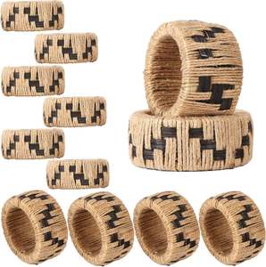 Derniers anneaux de serviette en rotin de forme ronde de qualité supérieure pour les fêtes de mariage et les décorations de table de restaurant - Product Image 6