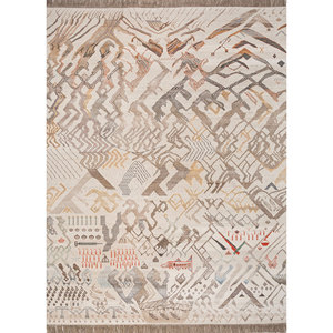 Manchaha Hand Knotted Wool & Bamboo Silk Rugs Ivory 10mm Thick Abstract Pattern for Home & <b>Hallway</b> Rectangle Model-Les-2568 - Product Image 1