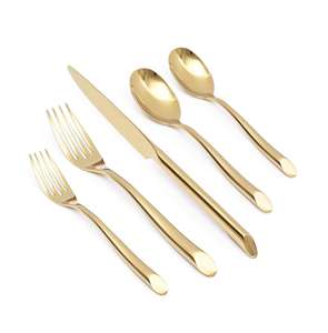 Stainless Steel Flatware Titanium Plated <b>Gold</b> <b>Utensils</b>, Elegant Cutlery for Home Wedding Dinner Party - Product Image 1