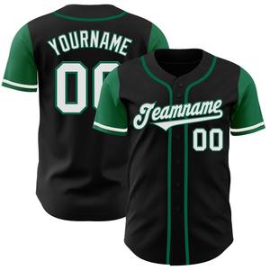 Ropa de equipo personalizada más vendida, camiseta de béisbol de dos tonos auténtica en blanco y negro personalizado verde Kelly - Product Image 1